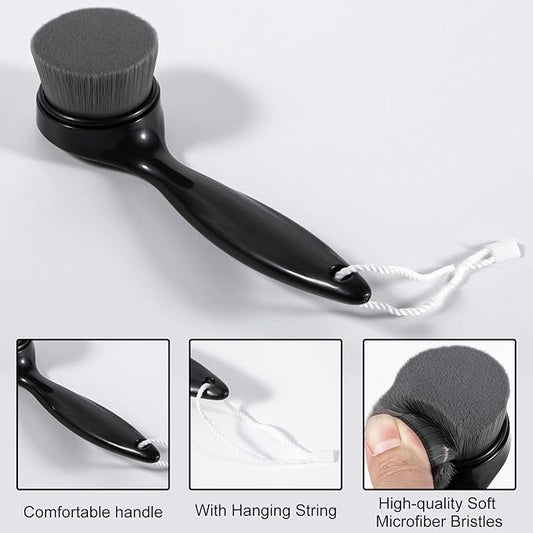 2 Pack Soft Bristle Facial Cleansing Brush for Deep Pore Cleaning, Face Exfoliating Scrub Brush for Face Cleansing Skincare Massaging (Black)