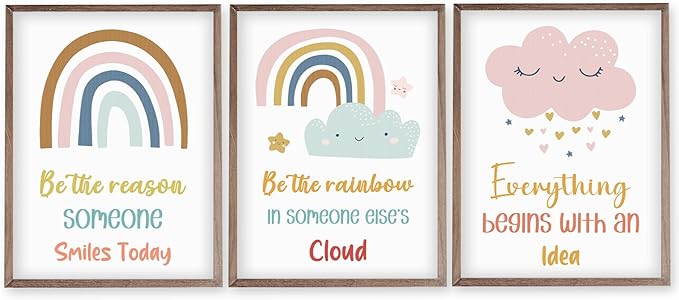 YOUHONG 3 Pieces Motivational Wall Decor Classroom Kids Toddler Room Decor Inspirational Quotes Wall Art Motivational Art Frameless Positive Quotes Durable Canvas Prints (12" W x 16" H x3)