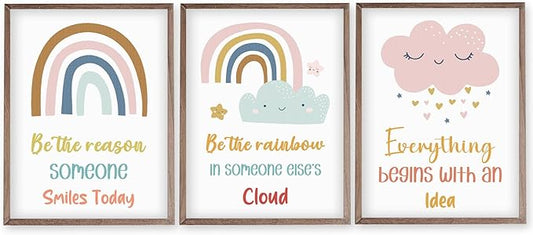 YOUHONG 3 Pieces Motivational Wall Decor Classroom Kids Toddler Room Decor Inspirational Quotes Wall Art Motivational Art Frameless Positive Quotes Durable Canvas Prints (12" W x 16" H x3)