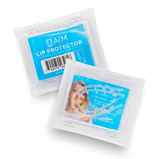 AIM Clear Lip Protector for Braces with Carry Case – Comfort Covers, Wax Alternative, Trim-to-Fit Teeth Shield (Upper + Lower)