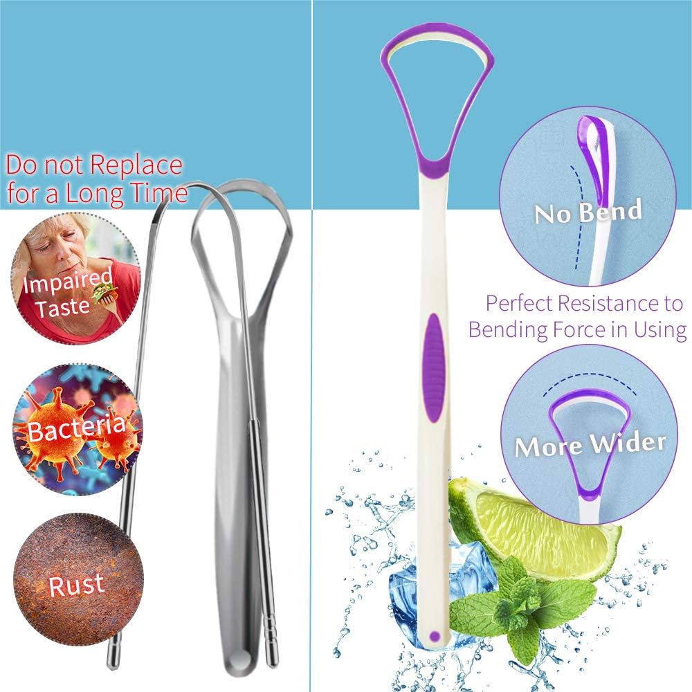 Tongue Scraper Cleaner 100% BPA Free Tongue Scrapers for Adults, Kids, Healthy Oral Care, Easy to Use, Help Fight Bad Breath