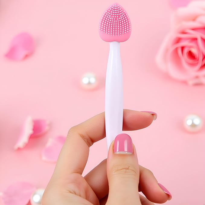 3Pcs Multicolor Lip Scrub Brush,Lip Exfoliator Brush,Silicone Lip Scrubber Exfoliator Tool, Double-Makeup Brushes and Tools,Sided Mini Silicone Brush Lip Lightening for Dark Lips,Remove Dead Skin