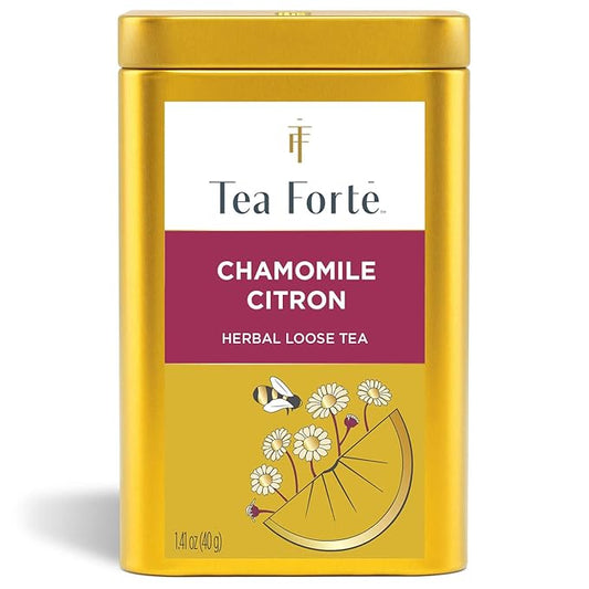 Tea Forte Chamomile Citron Premium Loose Leaf Caffeine-Free Herbal Tea Blend Canister, Makes 35-50 Cups