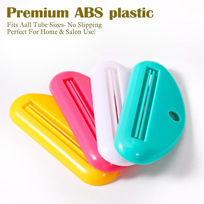 4Pcs Toothpaste Tube Squeezer Tool, Reusable Plastic Toothpaste Dispenser & Holder, 4 Assorted Colors Hanging Tooth Paste Squeezer for Bathroom Toothpastes Cream Cosmetics Paint
