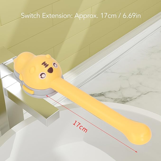 Kids Faucet Handle Extender, 17cm Switch Extension, Universal Cartoon Animal Sink Handle Extender for Toddlers (Locke Yellow)