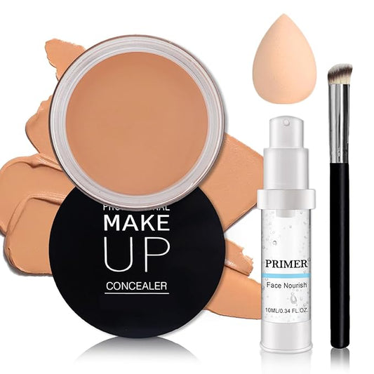 Under Eye Color Corrector for Dark Circles with Primer,Cream Color Correcting Concealer Full Coverage,Vegan Under Eye Cover up Makeup Concealer Makeup (05 Mediun Honey)