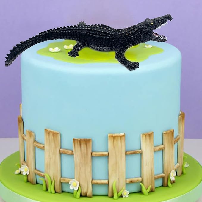 Gemini&Genius Crocodile Toys, Wildlife World Soft Plastic Animals Jungle Animal Alligator Action Figure Great for Educational, Cake Topper, Swim, Bath Toys, Stocking Stuffers for Kids