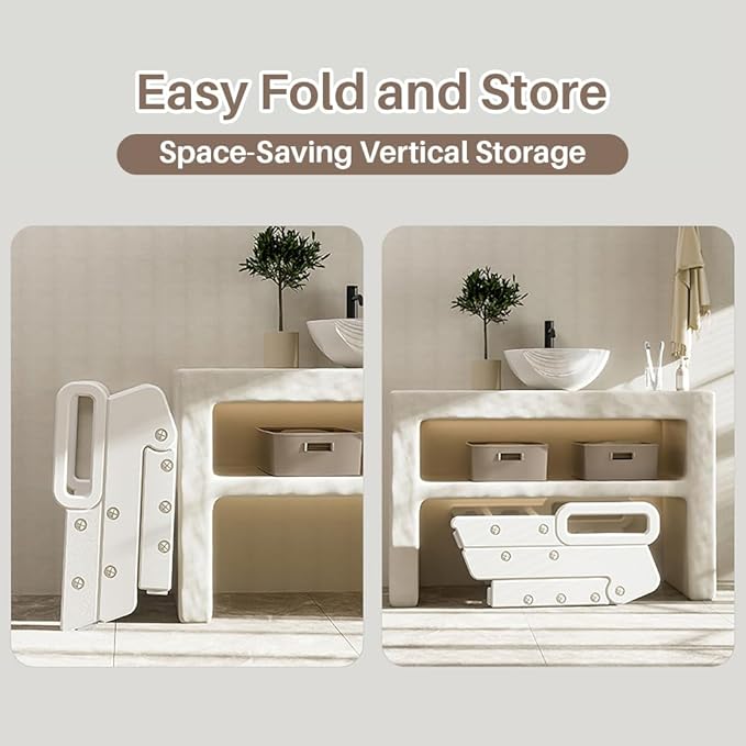 Foldable Toddler Step Stool, Adjustable 2-3 Step Kids Step Stools for Bathroom Sink, Potty Training Toilet, Child Kitchen Counter Standing Tower, Plastic Ladder Helper Stool for Bedroom