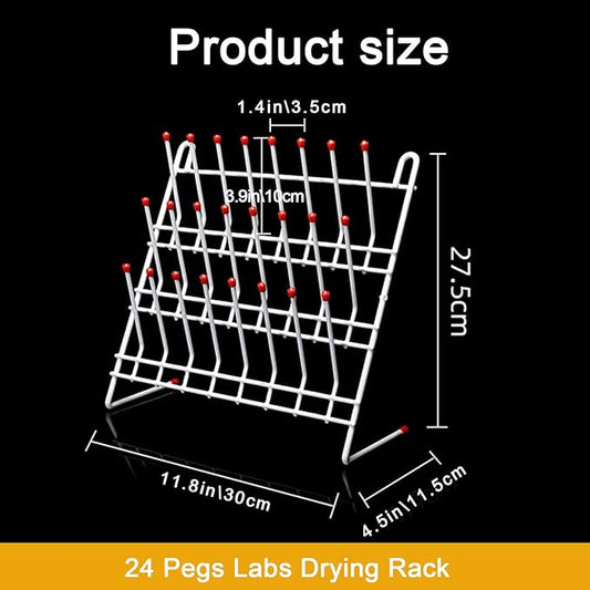 Lab Drying Rack 55 Pegs Lab Glassware Rack Steel Wire Glassware Drying Rack Free-Standing Tube Drying Draining Rack for School Laboratory Utensils (24 pegs)
