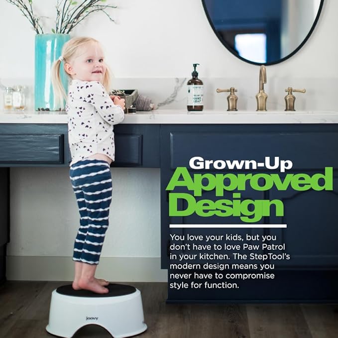 Joovy StepTool Toddler Step Stool with No-Slide Grips on Top and Bottom and Sturdy, Stackable Design, Holds Up to 300 lb. - BPA, PVC & Phthalate Free