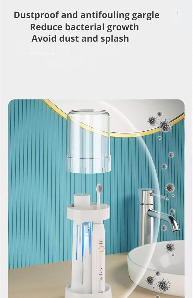 Kids Toothbrushes Holder with Cute Cup, with Kawaii Badge Sticker, Electric Toothbrush Holder for Kids Toddler, Tooth Brush Stand, Creative Bathroom Organizer Storage (White)