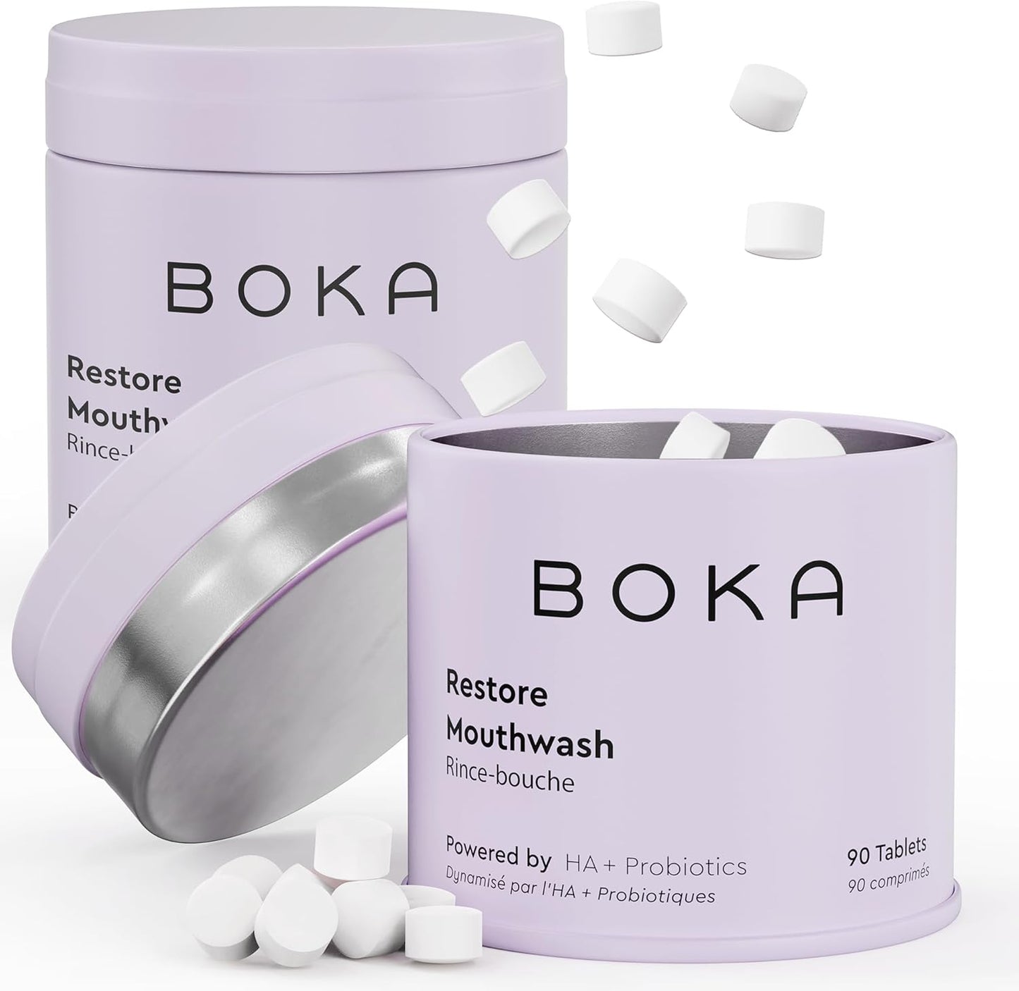 Boka Travel Size Mouthwash Tablets - Hydroxyapatite, Fluoride Free & Alcohol Free - Chewable Tablets to Freshen Breath, Kill Odor Quickly & Helps Remineralize Teeth - (Pack of 2, 90 Pcs, Mint)