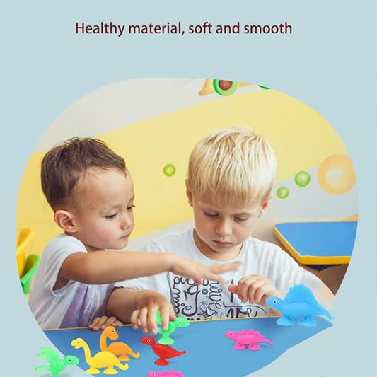 16 PCS Suction Cup Toys Bath Toys Party Favor for Kids ,Dinosaur Silicone Sucker Toys No Hole Bathtub Shower Toys Travel Toys Window Toys for Toddlers Boys Girls