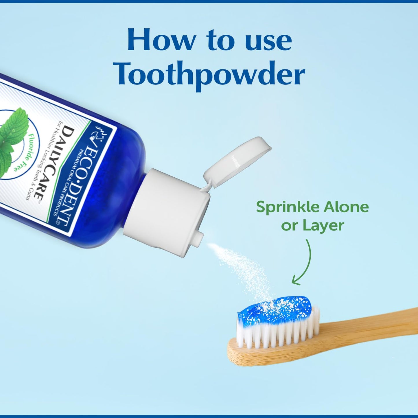 Eco-Dent DailyCare Baking Soda Toothpowder, Original Mint - SLS & Fluoride-Free Toothpaste Powder with Minerals & Essential Oils, Toothpaste Alternative + DailyRinse Single-Use Pack