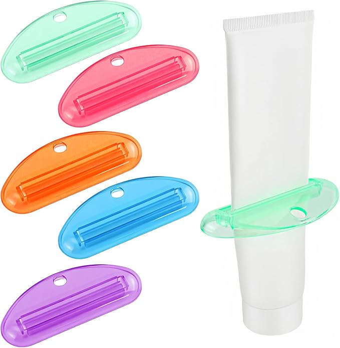 5pcs Toothpaste Squeezer Plastic Tube Squeezers Tooth Effortless Paste Clip Holder Tool for Toothpaste Cream Cosmetics and Paint (Colorful)