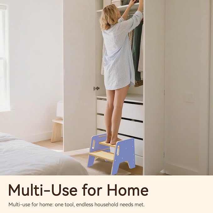 Wingyz Toddler Step Stool with Handles, Wooden Kids Step stools, Durable 3-Level Height Adjustable Stepstool for Bathroom Sink, Kitchen, Bedroom,Potty Training