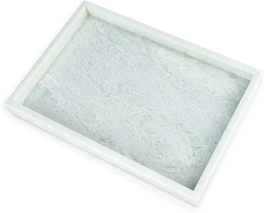 Yew & Tulip Natural Marble Vanity Tray, Luxury Stone with Light Green Textures Serving Tray for Bathroom, Kitchen, Vanity, Home Decor, Wedding etc. (12" x 8" x 1.2")