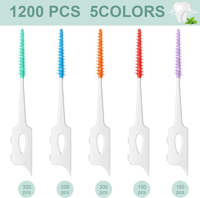 600 Pcs Soft Interdental Brushes Disposable Gum Picks Dental Floss with Case Picks Dental Braces Brush for Teeth Cleaning and Gum Health