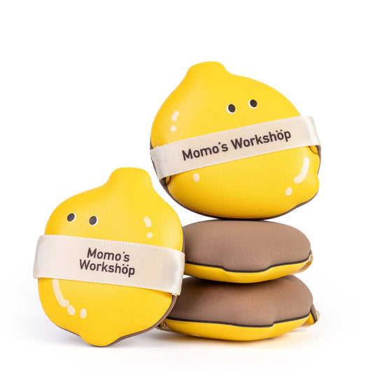 Lemon Makeup Sponge Set,Cosmetic Foundation Sponges, Dual-Textured for Wet/Dry Use, Pointed Tip for Detail Work, Includes 2pcs L+S Size Beauty Puff & Storage Case