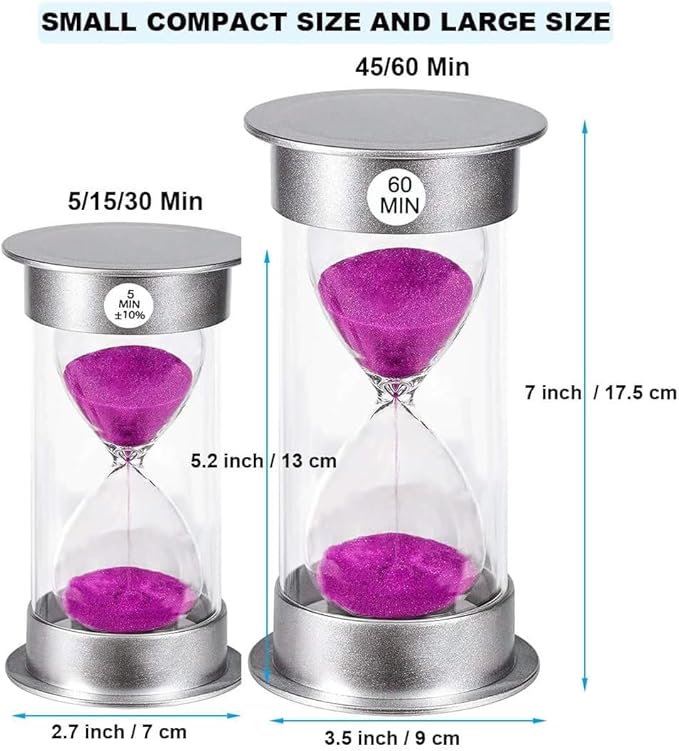 SuLiao Sand Timer, 60 Min Hourglass, Large Purple Sand Clock, Unbreakable Plastic for Kids, Games, Classroom, Kitchen, Decoration