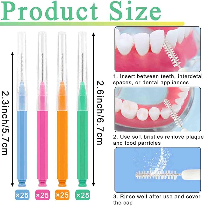 100pcs Interdental Brushes Dental Cleaning Tools Tooth Floss Picks Oral Hygiene Toothpicks