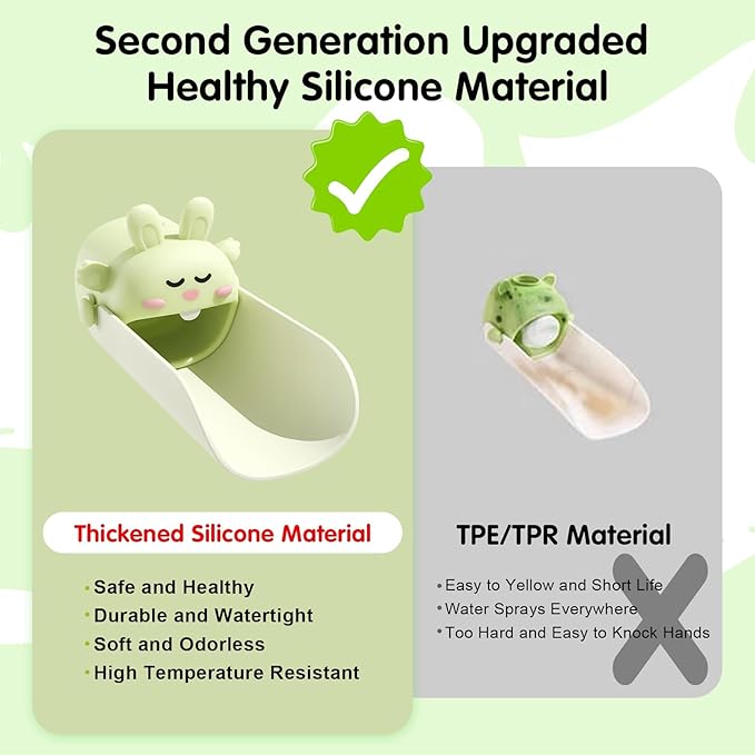 Faucet Extender Silicone Faucet Extender Temperature Sensitive for Toddlers Silicone Sink Extender Babies Kids Children (Green/Happy Rabbit)