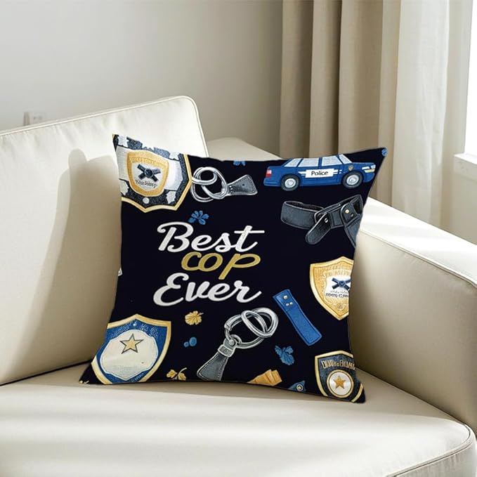 Cirzone Police Gifts for Men -18x18Inch Throw Pillow Cover Best Cop Gifts with Gift Box Perfect Birthday Police Week Gifts for Home Sofa Decor
