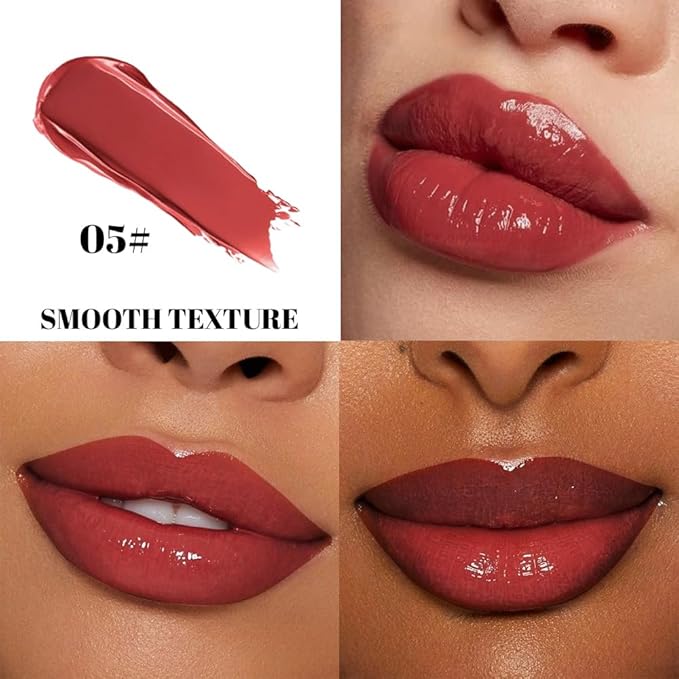 Berry Red Plumper Moisturizing Butter Lipstick for Women, Natural Tinted Lip Balm Shine Nourishing Hydrating Lip Gloss Stain for Dry Lips, Lightweight Lip Liner Care Makeup, Vegan, 1Pc Rose Red