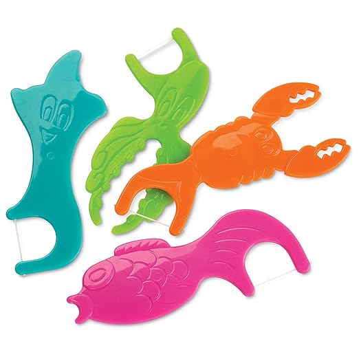 Practicon SmileGoods FlosSeas Flossers, Individually Wrapped Kids Flossers, Sea Animal Shaped Flosser for Children, Box of 200