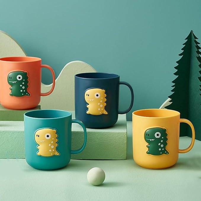 Cute Dinosaur Toothbrush Cup,Plastic Mouthwash Cup Portable Drinking Cup,Multipurpose Durable Toothbrush Holder for Bathroom Kitchen(Yellow)