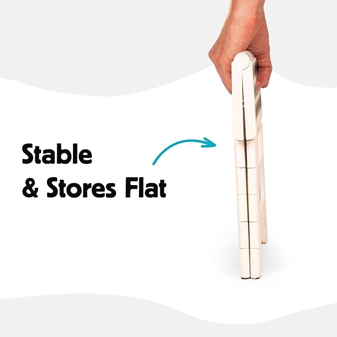 Kikkerland Rhino Foldable Step Stool – Holds Adults up to 300 Lbs, Best for Kitchen & Bathroom – Collapsible, Portable, Lightweight Stepping Stool with Sturdy, Non-Slip Design – White, 8”