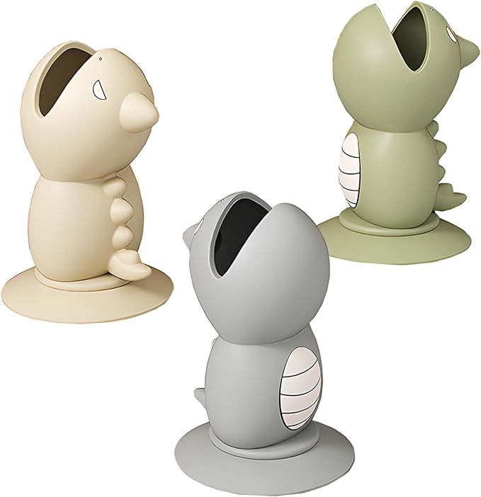 Mini Dinosaur Toothbrush Holder Stand with Suction Cup, Silicone Toothbrush Head Cover, Travel Protector, Bathroom Vanity Organizer for Adults Kids