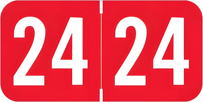 2024 Year Stickers, Doctor Stuff 2024 Chart Stickers, Red Color Coded, STS/SFI Style, USA Made Year Labels for End Tab File Folders, 500/Roll, 1 Roll, 3/4" x 1-1/2"