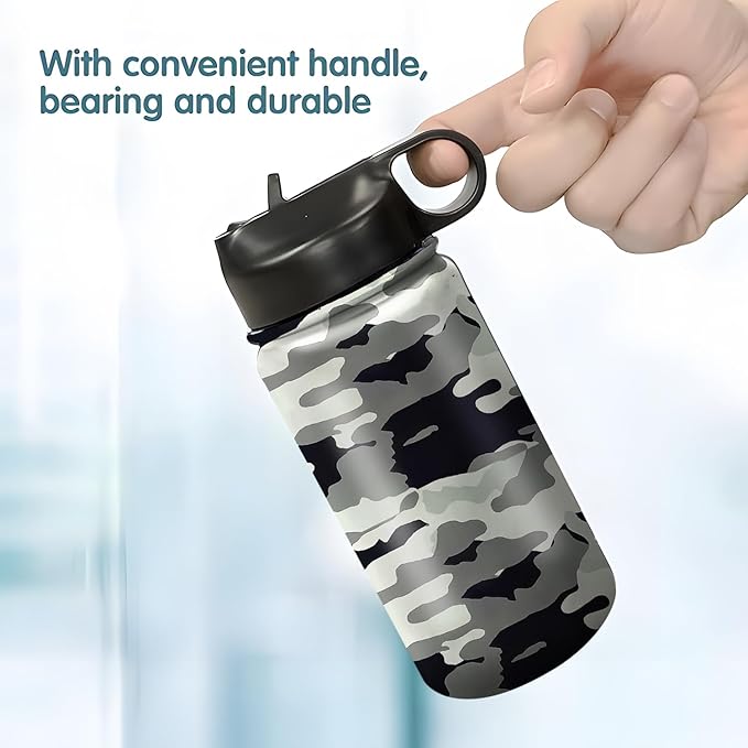 rickyh style Kids Water Bottle with Straw Lid Insulated Stainless Steel Reusable Tumbler Gifts for School, Toddlers, Girls, Boys 14oz