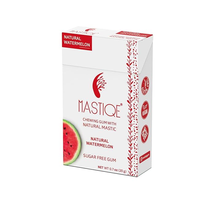 Mastiqe Sugar Free Hard Chewing Gum with Natural Mastic (Watermelon, 20 Count)