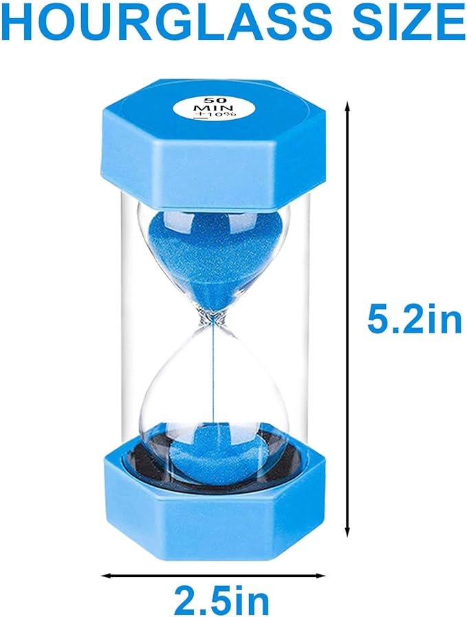 SuLiao Sand Hourglass Timer 50 Minutes,Unbreakable Plastic Sand Clock 50 Min,Colorful Sand Watch, Large Hour Glass Sandglass for Kids,Classroom, Games,Kitchen,Decoration