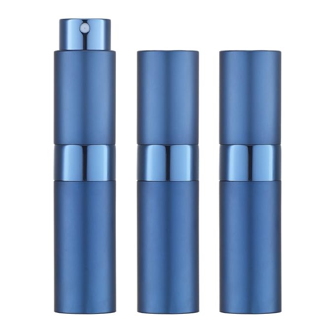 LISAPACK 8ML Atomizer Perfume Spray Bottle for Travel (3 PCS) Empty Cologne Dispenser, Portable Sprayer (Blue)