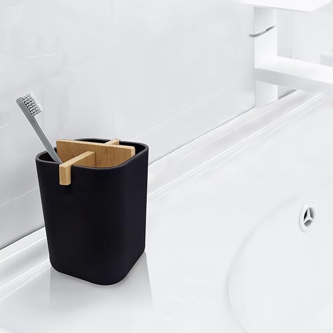 Aoheuo Bamboo-Toothbrush Holders-Multifunctional-Electric Toothbrush-Storage Box-Natural Tough-Toothpaste-Holder Suitable for Bathroom Countertops, Sink, etc.