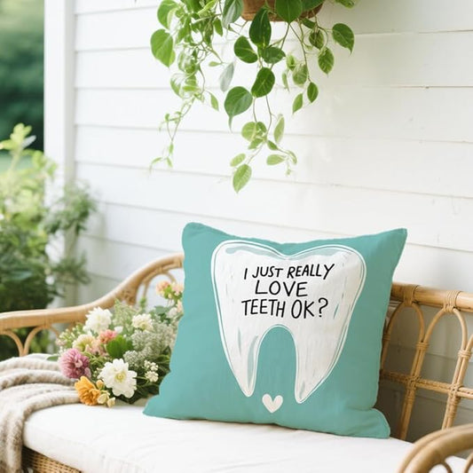 Cirzone Dental Gifts for Women -18x18Inch Throw Pillow Cover Best Teeth Gifts with Gift Box Perfect Birthday National Dentist Day Gifts for Home Sofa Decor