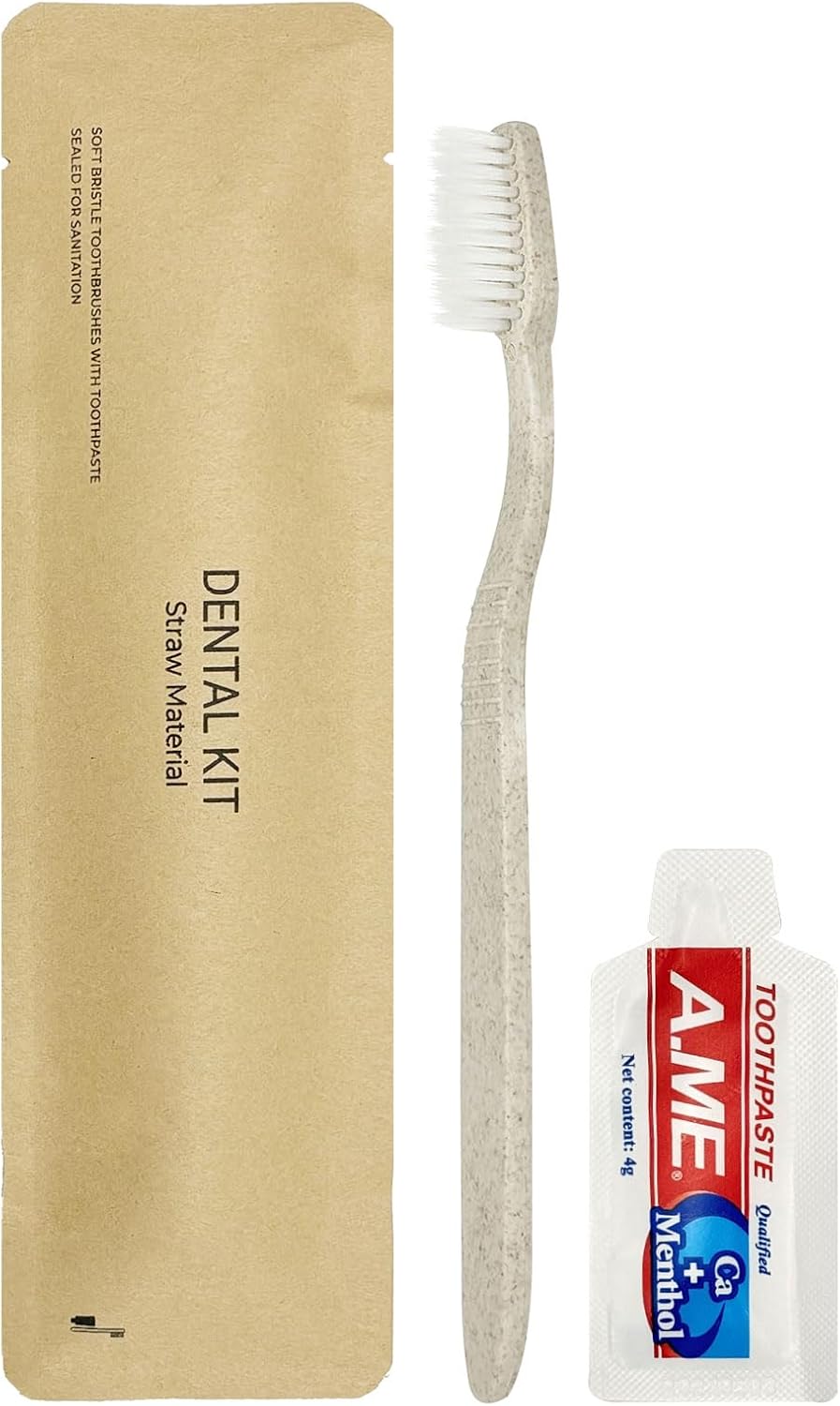 50 Pack Travel Size Toothbrushes with Toothpaste in Bulk, Disposable Individually Wrapped Wheat Straw Portable Toothbrushes Kit for Homeless, Nursing Home, Charity, Shelter, Airbnb and Hotel