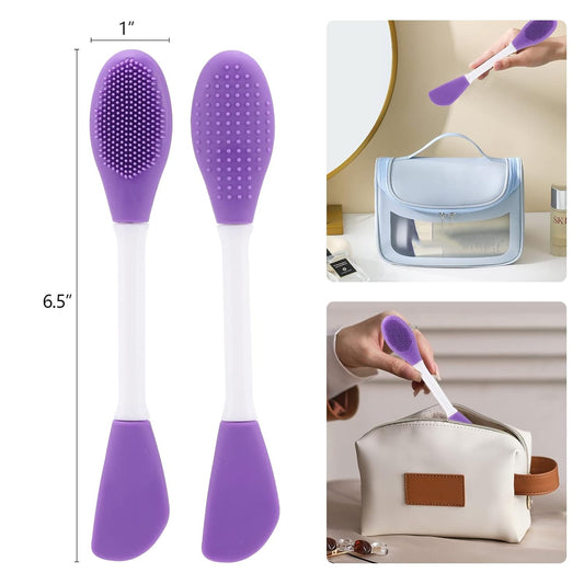 20 Pcs Silicone Face Mask Applicator, 2 in 1 Double-Sided Facial Scrubber Brush Tool, Double-Head Manual Cleansing Brush for Deep Gentle Exfoliating (Pack of 2)