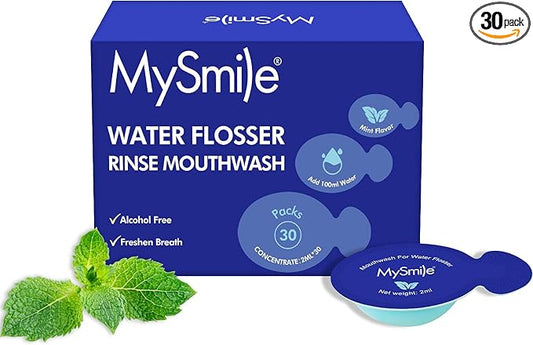 MySmile Water Flosser Mouthwash, Travel Size Concentrated Mouth Wash for Adults, 15x Concentrated Equals 200 FL oz, Alcohol Free for Bad Breath, Fresh Mint, (30 Uses, 0.06 fl oz)