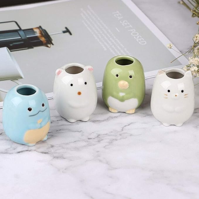 GARASANI Mini Ceramic Toothbrush, Toothpick Holder Cartoon Animal Tooth Brush Stand Kids Toothbrushes Storage Rack Toothpick Approx 350 (White Bear)