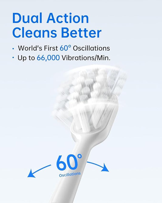 Laifen Wave Electric Toothbrush, Oscillation & Vibration Sonic Electric Toothbrush for Adults with 3 Brush Heads, IPX7 Waterproof ADA Accepted Travel Powered Toothbrush ABS(White)