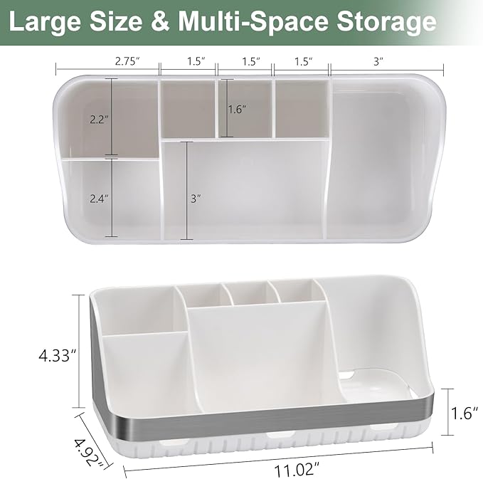 Toothbrush Holders for Bathrooms Countertop Organizer - Kids Electric Toothbrush and Toothpaste Holder Detachable 7 Slots Tooth Brush Organization Bathroom Accessories Storage Vanity, Silver