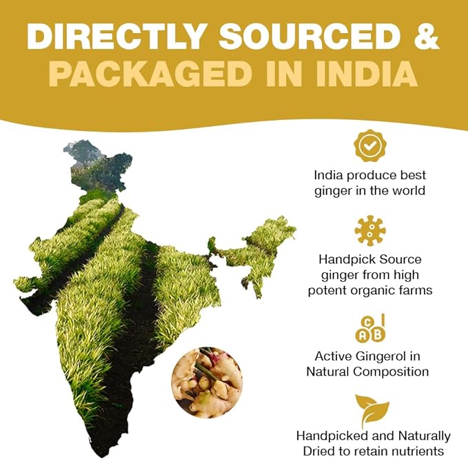 HANDPICK, Ginger Tea Bags (100 Herbal Tea Bags), Authentic Indian Origin, Caffeine Free & 100% Pure Ginger Root |Soothing & Spicy Blend | Round Eco Conscious Teabags