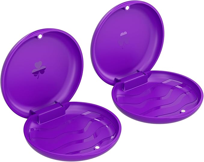 2 Pack Retainer Cases,Solid Orthodontic Retainer Case (Purple)