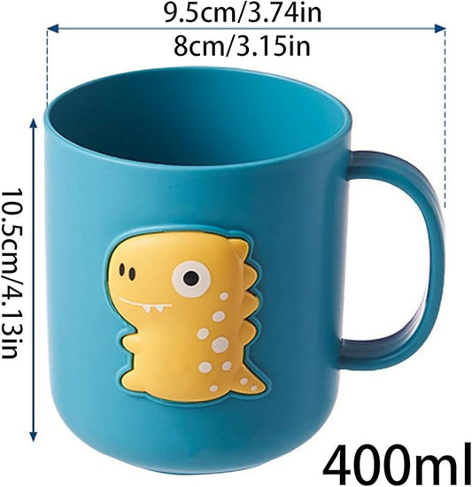 Bathroom Toothbrush Holder - Dinosaur Design Cup, Portable Drinking Mug, Child Friendly Design with Leak Proof Lid, Toothbrush and Cup Set, for Kids Boys Girls Toddler Home Kitchen Bathroom