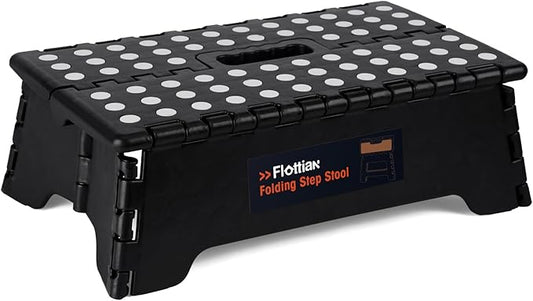 Flottian 5" Folding Step Stool for Adults and Kids 15-Inch Extra Wide Stool Holds Up to 300 lbs,Non-Slip Folding Stools with Handle,Compact Plastic Foldable Step Stool for Bathroom,Kitchen,ect