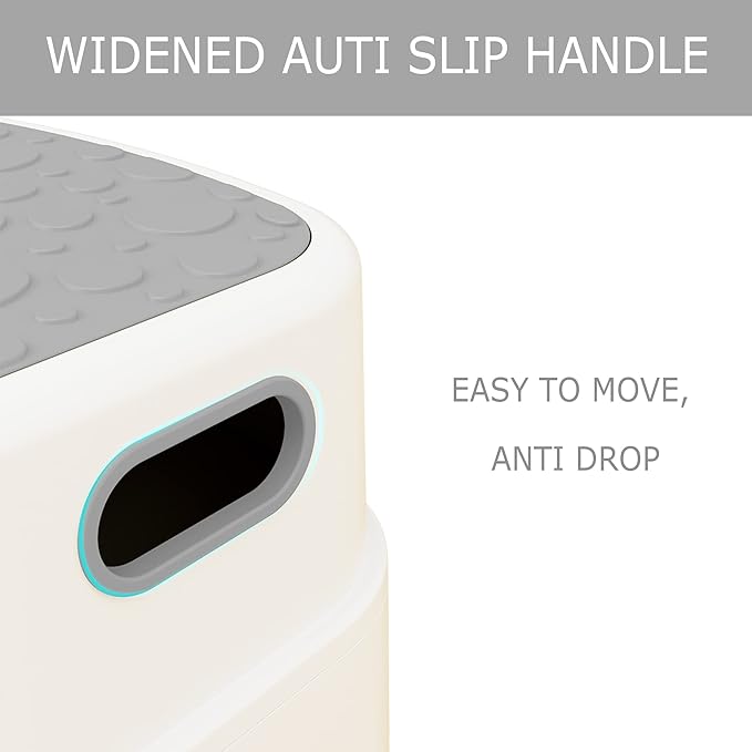 HOMKO 2 Step Kids Toddler Potty Training Step Stool for Bathroom Kitchen Sink and Toilet Anti-Slip Potty Stools, 3 in 1 Independent Stepping Stool, Grey…